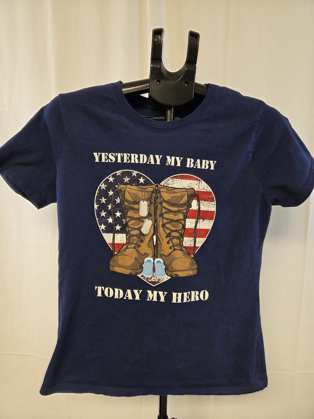 Navy 'Yesterday My Baby, Today My Hero' Kids Graphic Tee